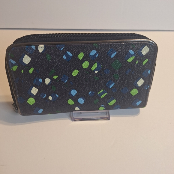 Vera Bradley Black Wallet with Blue and Green Accents - Picture 2 of 7